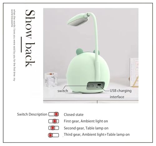 Image of Desk Lamps for Study Table - Rechargeable USB Warm Light LED Children Eye Protection Lamps, Desk Lamp for Work from Home Yellow Color Light (Cute Kids Lamp, Plastic, Pack of 1,Random Colour)