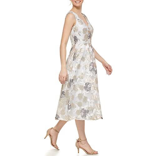 Eliza J Women's Midi Style Floral Organza Sleeveless V-Neck Dress3