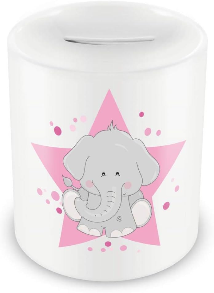 Samunshi® Children's Box with Cute Elephant Animal Motif - Boys and Girls Piggy Bank Box White, standard size