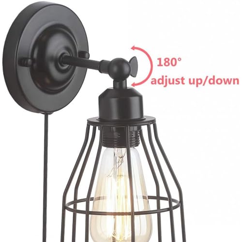 Luz de pared con interruptor y cable de 1.6m ajustable 180° para iluminación focalizada 3