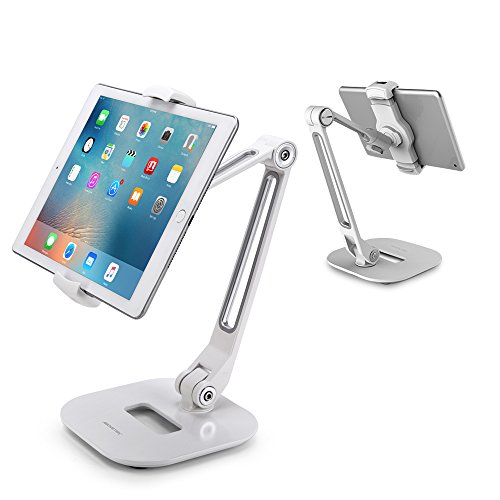 AboveTEK Long Arm Aluminum Tablet Stand, Folding iPad Stand with 360° Swivel iPhone
