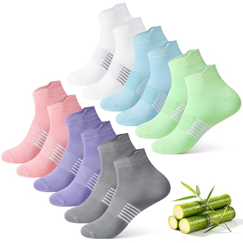 Utensilsto 6 pares de calcetines de deporte de bambú para hombre, transpirables, absorción de humedad y liberación, Azul, verde, gris, rosa, púrpura, blanco, 39-42