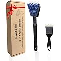 Nylon Grill Brush No Wire Bristle Barbecue Brush Grill Cleaning Kit, Safe Grill Scraper Brush for Outdoor Grill Cleaner with Hole, BBQ Brush Accessories Clean Cool Grates, Gift for Men/Dad 2-Piece Set