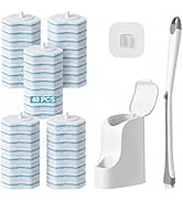 TRENNCHI Disposable Toilet Brush and Holder Set, Wall-Mounted Toilet Bowl Brush with 40 Cleaner R...
