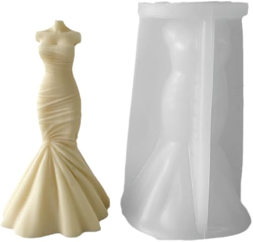 Miniatura 8 de Vestidos de novia para novia, molde de velas, sin tirantes, sin mangas, faldas de noche, molde de silicona para jabón, cera de soja, resina epoxi,
