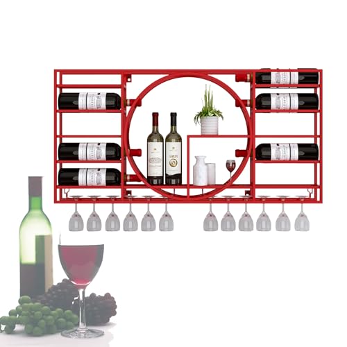 Botellero de Metal de Pared con Estante para Guardar Copas, Organizador Elegante para Cocina, Comedor o Bar.