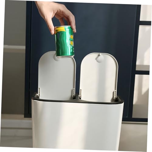 Bote de basura rectangular dual con tapa PRETYZOOM blanco miniatura 2