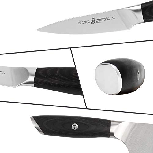 Tuo Fruit Paring Knife, Peeling Knife 3.5 Inch - German Hc Steel - Full Tang Pakkawood Handle - Falcon Series With Gift Box #TOP1