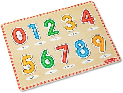 Melissa & Doug Lift & See Numbers Wooden Peg Puzzle - 10 Pieces N...