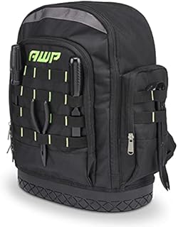 AWP Extreme Tool Backpack, Heavy-Duty Tool Bag with Padded Shoulder, Back, and Waist Straps, Water-Resistant Construction Black