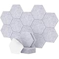 12 Pack Hexagon Acoustic Panels, TONOR 12"x 10"x 0.4" Self-adhesive Sound Proof Panels for Walls, Sound Dampening Insulation Treatment Wall Panel, Sound Absorbing Padding for Studio, Office, Home Grey