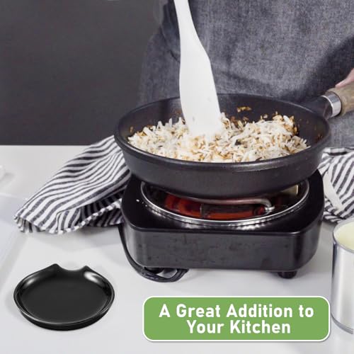 Image of Irenare 8 Pcs Ceramic Spoon Rest for Stove Top, 3.74 Inch Porcelain Spoon Holder, Coffee Utensil Rest Heat Resistant Dishwasher Safe for Home Kitchen Accessories Gift(Black)