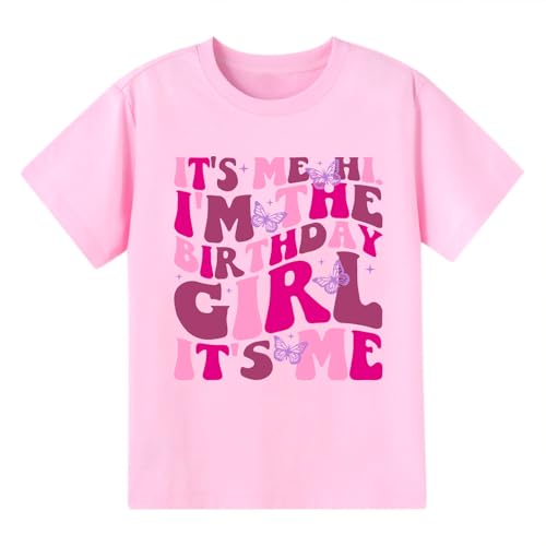 Image of Fkatuzi Cute Rainbow Birthday Girl Shirt Kawaii Graphic Tees Cotton Short Sleeve T Shirt Pink Tops