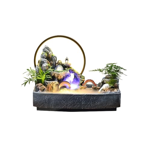 Fuente de agua zen para escritorio de oficina con cascada e iluminación