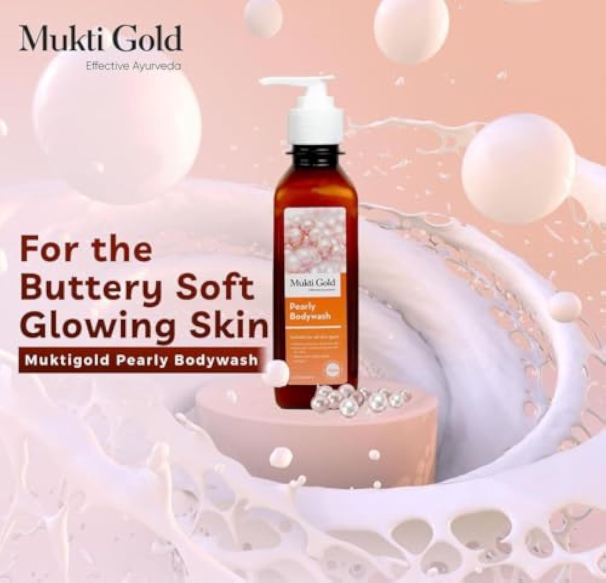Mukti Gold Pearly Body Wash, Herbal Extracts, 250ml
