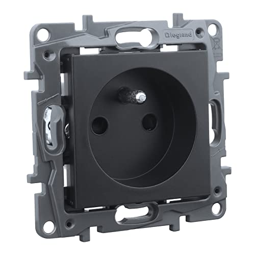 Prise de courant avec sécurité enfant 2P + E franz. Système noir Niloe Step encastré Protection tactile
