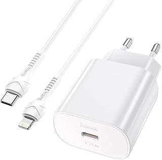 شاحن سريع جيتا N22 بمنفذ واحد بكابل نوع سي الى لايتنينج 3 امبير - بي دي 25 وات - 1 يدعم بروتوكولات الشحن السريع PD وPPS وQC3.0 وAFC متوافق مع ايفون وسامسونج وشاومي واوبو من هوكو ابيض