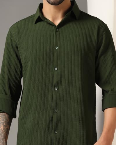 Image of GRECIILOOKS Men's Shirt | Formal Button Down - Slim Fit Office Shirt's for Men | Premiuim Textured Long Sleeve Cotton Blend | Business & Meeting Ready