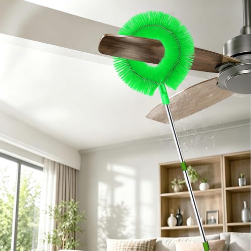 Plumero limpiador para ventilador de techo con mango largo y cepillo multiusos 4