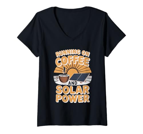 Womens Energy Through Coffee and Sun V-Neck T-Shirt