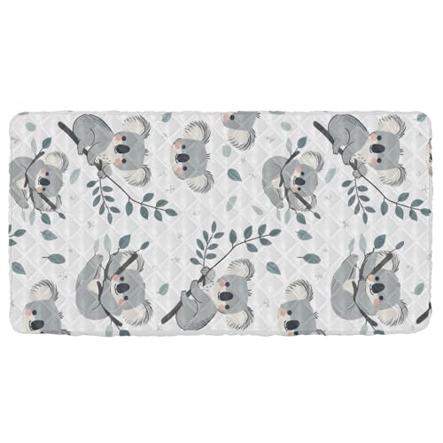 Portable Toddler Bed Sheet for Kids Hand Drawn Pattern with Koala and Eucalyptus Travel Bed Fitted Sheet