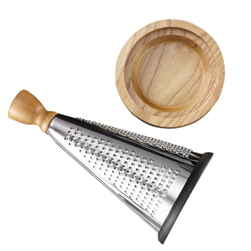 Rallador multipropósito de acero inoxidable con mango de madera miniatura 1