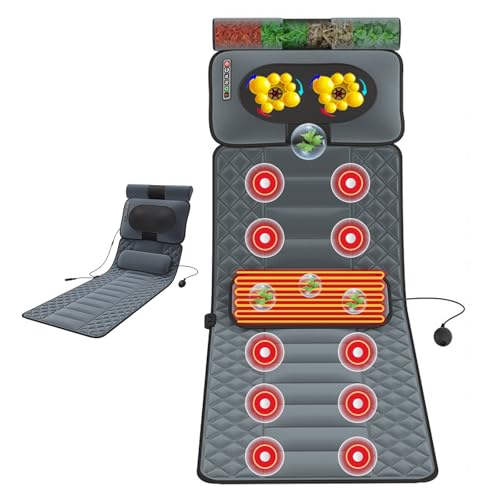 Colchoneta de Masaje con Calefacción Colchón de Masaje con 9 Engranajes Masaje y Cronometraje Almohadilla de Masaje para Espalda Cuello Pierna Lumbar Pie