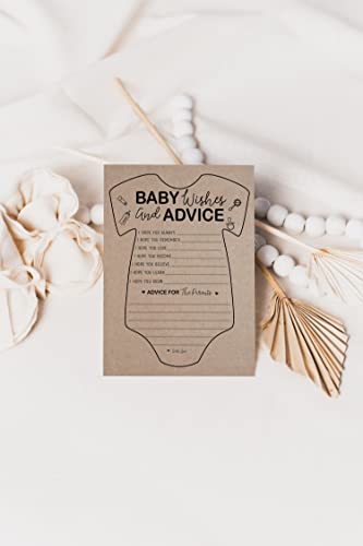Your Main Event Prints Baby Shower Games - 50-Pack Neutral Kraft Advice, Wishes, and Prediction Cards - Rustic Gender-Neutral Party Activity & Keepsake - Thumbnail 4