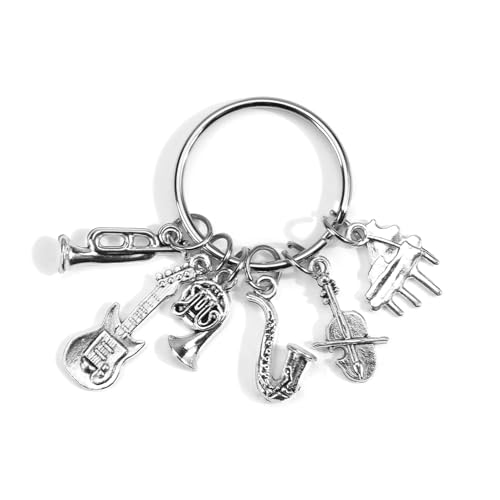 Porte-Clés De Musique, Divers Pendentifs D'instruments De Musique Exquis, Cadeaux Pour Amis, Mélomanes, Groupes, Porte-Clés En Métal Argenté