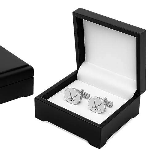 Mancuernillas personalizadas de plata para jugadores y entrenadores de hockey miniatura 3