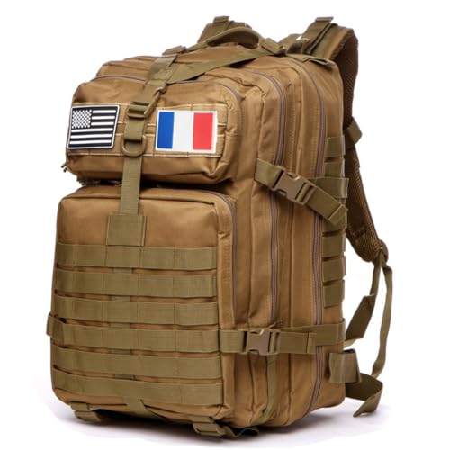 GUJOIN Sac À Dos Tactique 50 Litres - Grande Capacité Système MOLLE Militaire Imperméable Idéal Pour Urgences De 3 Jours Chasse Randonnée Et Camping Sac...