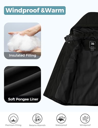 Image of ZSHOW Girls' Lightweight Puffer Jacket Warm Hooded Quilted Outerwear Jacket