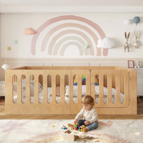 Image of Bellemave Full Montessori Floor Bed Frame,Natural