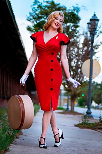 Miusol Women's Navy Style Deep-V Neck Vintage Evening Pencil Dress4