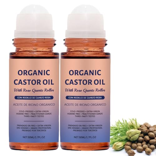 Aceite de Ricino Organico con Rodillo, 100ML, Organic Castor Oil, Prensado en Frío, Hidratación Profunda y Reparación, Aceite para el Cabello, Estañas, Cejas, Cuidado de Piel (100ML)