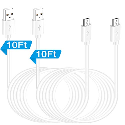 SIOCEN 10FT 2 Pack USB Power Extension Cable Cord for WyzeCam,Yi Camera,Oculus Go,Kasa