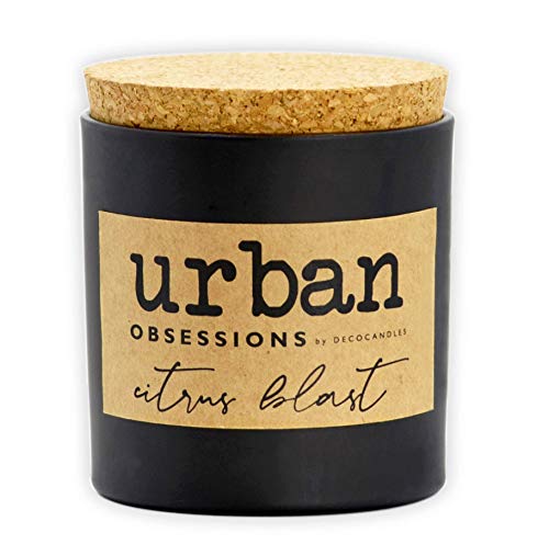 Urban Obsessions by DECOCANDLES | Citrus Blast - Highly Scented Soy Candle - Long Lasting - Hand Poured in USA 6.7 Oz. w Cork lid