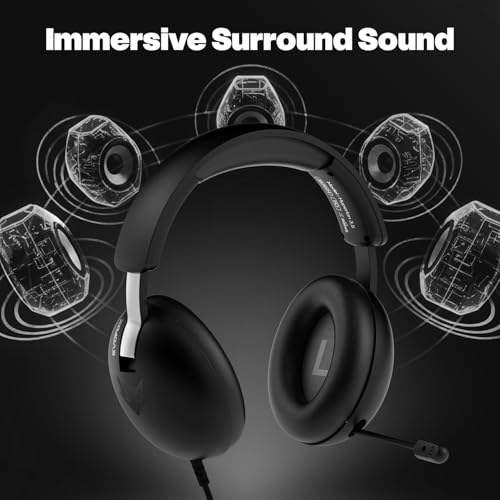 Image of EvoFox Hyperion 7.1 Gaming Headphones with Mic - Black, 50mm Drivers, Software Supported 7.1 Surround Sound, Retractable Mic, Wired (USB A + Type-C), Inline Controls, Over-Ear Swappable Ear Pads