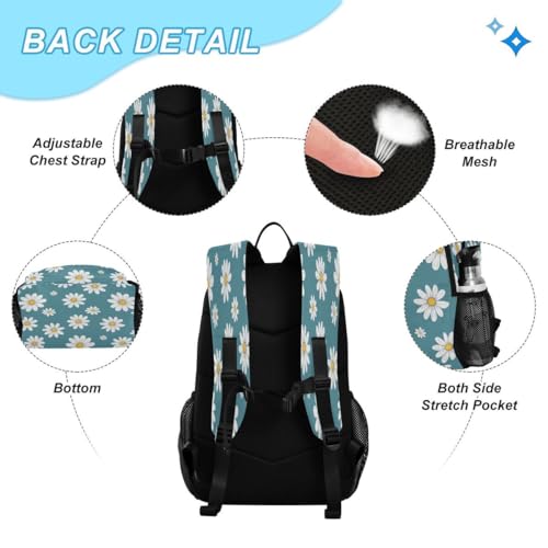 Sac à dos et sac à déjeuner marguerite blanc ensemble léger et imperméable - 4
