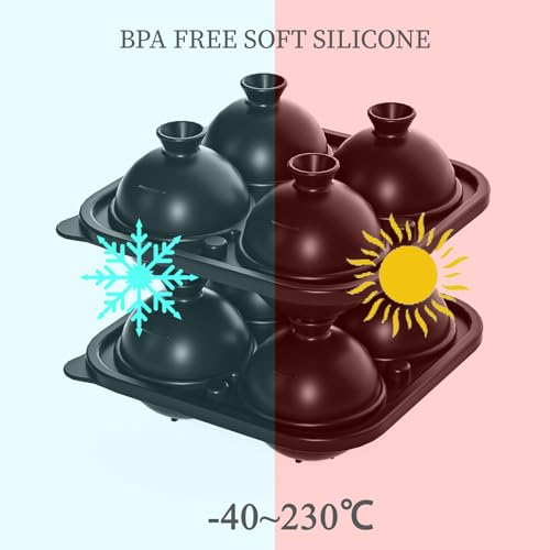 Golf Ball Ice Mold with Funnel Lid,2.2in Funny Shaped Round Golf Ice Cube Mould for Cocktails, Whiskey, Golf Gifts Ice Ball Maker Mold (4hole) - Image 6