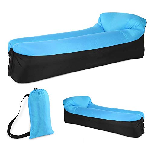 EEM Aufblasbare Liege Air Sofa, U-förmiges Nackenkissen Luftmatratze Sofa, blau, wasserfest und luftdicht aufblasbar, leicht, Camping Air Couch