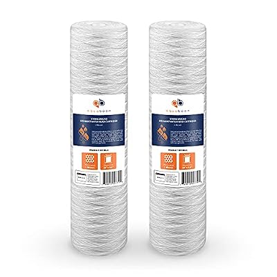 Aquaboon 1 Micron Whole House 20" x 4.5" String Wound Water Filter Replacement Cartridge for Well Water Compatible with SWC-25-2005, P5-20, 2-Pack