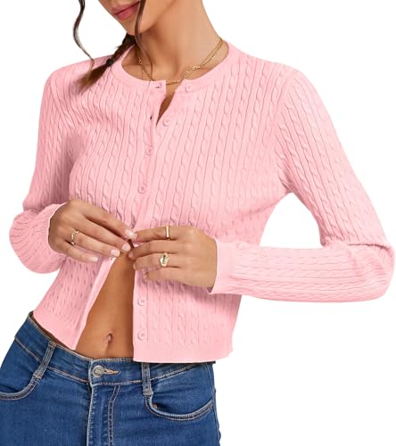 Zyyfly Cropped Cable Knit Cardigan Sweaters for...