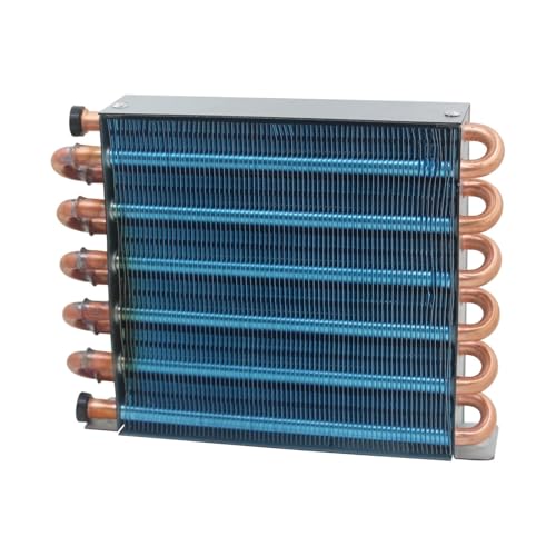 Radiador, refrigerador, congelador, refrigerado por agua, intercambiador de calor aletas aluminio y tubos cobre con ventilador, 237 x 195 34 cm