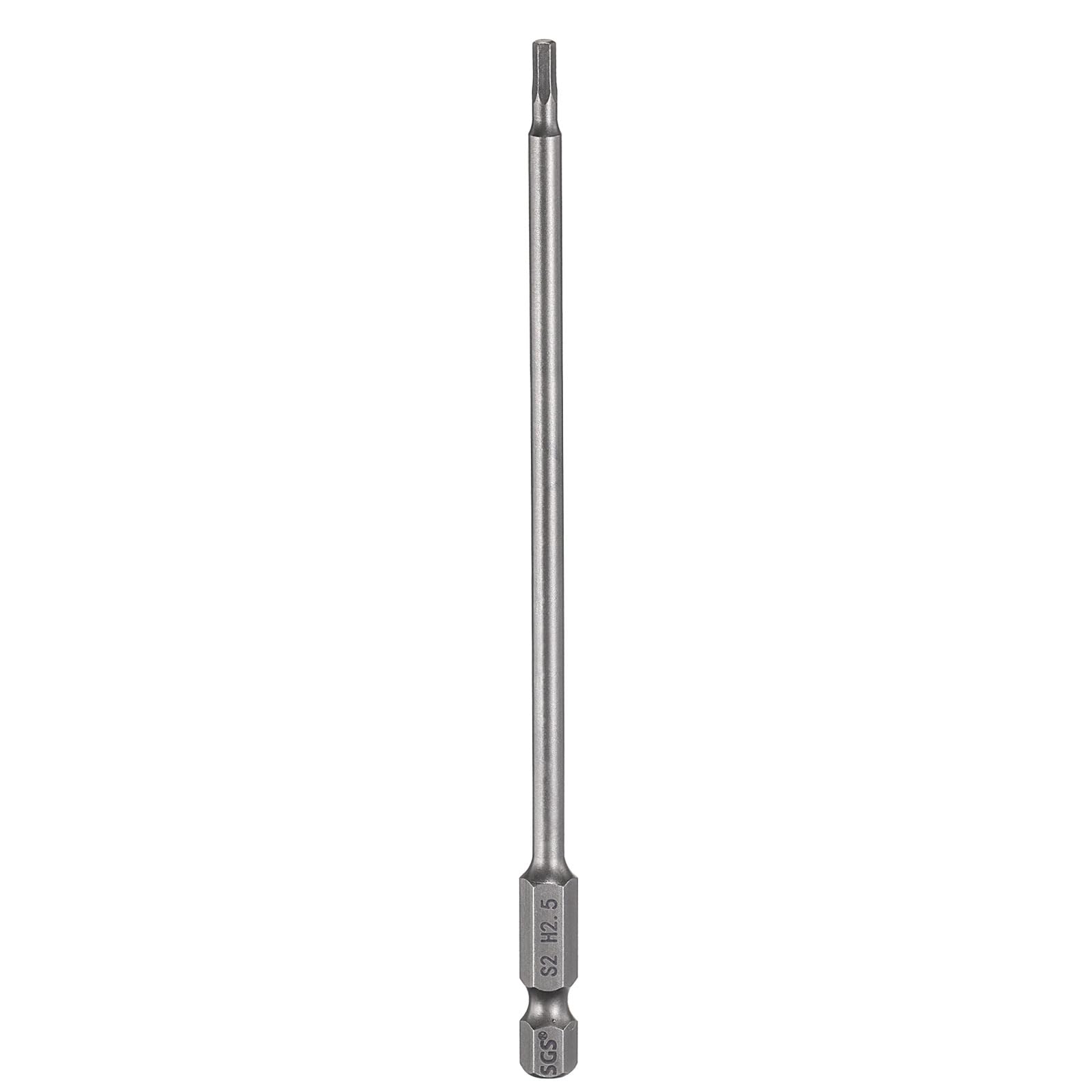 sourcing map H2.5 Hex Head Drill Bit Wrench 2.5mm Metric Flat Tip 1/4" Hex Shank 150mm (6") Long Magnetic Hexagonal Screw Driver Socket Industrial Screwdriver Power Bits