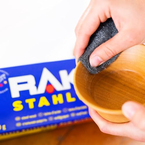 RAKSO Stahlwolle fein 00-1 Banderole à 200g, glättet Hölzer, Reinigung Kunststoffjalousien, Gartenmöbel, aufpolieren Aluminium