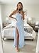 Mermaid Prom Dress Light Blue Strapless Ruched Jacquard Long Maxi Evening Formal Gown with Slit Size 2