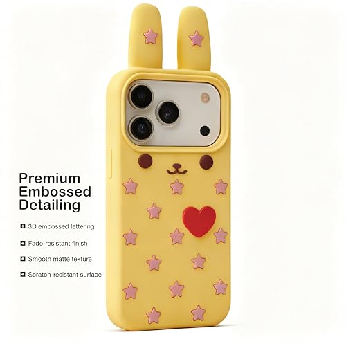 Image of amazon basics Back Cover Case for iPhone 17 Pro Max Scratch Resistant Anti-Slip TPU Shockproof 3D Protective Durable Adorable Cartoon Star Design Case for Girls & Women