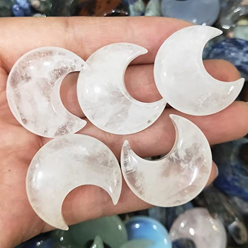 YEAHSO Natural All Kinds of Material Crystal Moon Gemstone Moons 5pcs Suitable for Furniture Decoration Ornaments (Color : Clear Crystal)