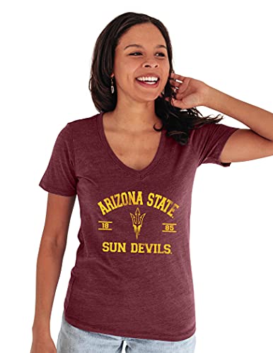 Blue 84 Women's Arizona State Sun Devils T Shirt Tri-Blend Mascot, Arizona State Sun Devils Maroon, Large